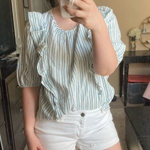 NWT universal thread stripe ruffle blouse XL